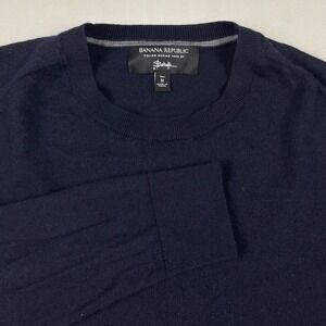 Banana Republic MenM Tall Navy Blue Italian Merino Wool Crewneck Sweater Baruffa